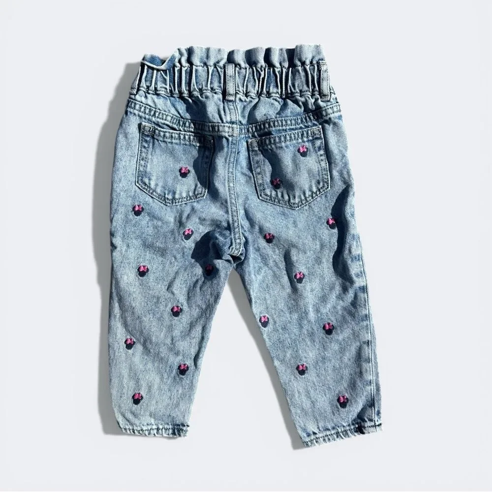 Baby GAP Disney Minnie Mouse Embroidered Jeans 24M Light Wash Pull-On Denim